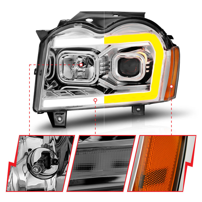 Anzo USA 111544 Projector Headlight Set; Chrome Housing; w/Light Bar Switchback; - Truck Part Superstore