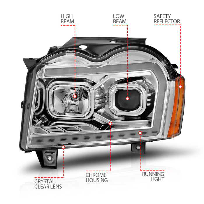 Anzo USA 111544 Projector Headlight Set; Chrome Housing; w/Light Bar Switchback; - Truck Part Superstore