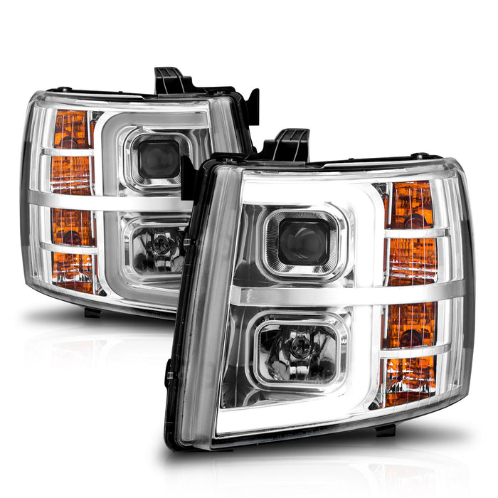 Anzo USA 111546 Projector Headlight Set; Chrome Housing; w/Light Bar; w/Sequential; - Truck Part Superstore