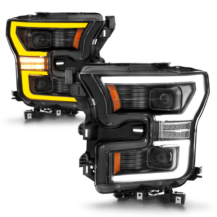 Anzo USA 111547 LED Projector Headlight; Black Housing; w/Light Bar Switchback; - Truck Part Superstore