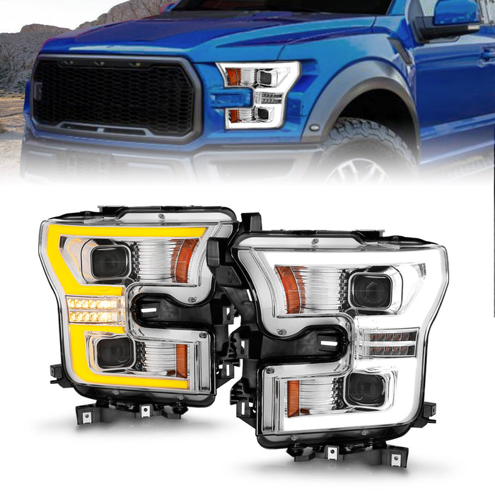 Anzo USA 111548 LED Projector Headlight; Chrome Housing w/Light Bar Switchback; - Truck Part Superstore