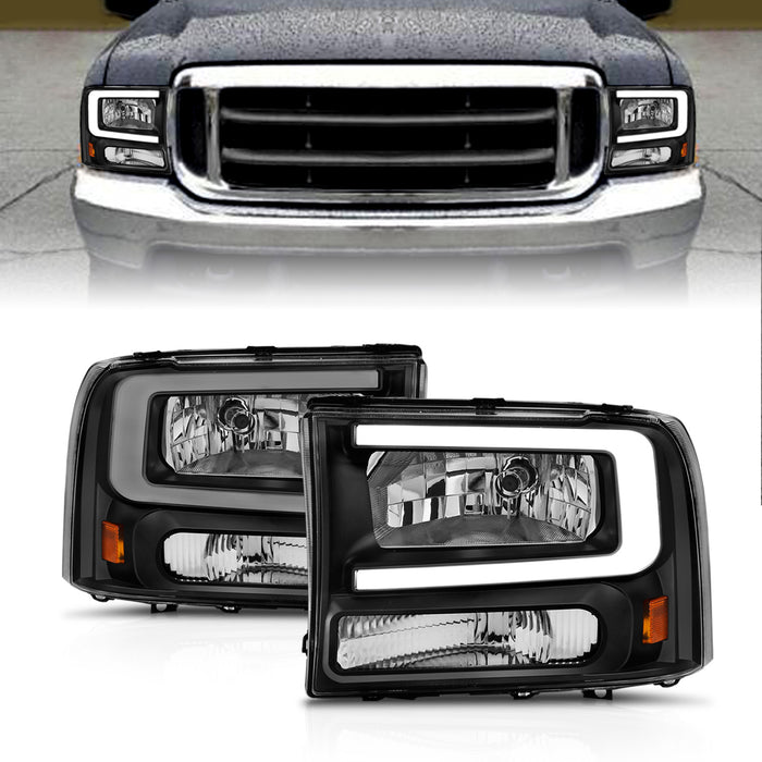 Anzo USA 111549 Crystal Headlight Set; Black Housing; Pair; w/Light Bar; - Truck Part Superstore