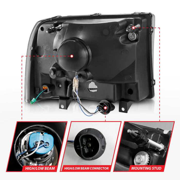 Anzo USA 111549 Crystal Headlight Set; Black Housing; Pair; w/Light Bar; - Truck Part Superstore