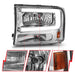 Anzo USA 111550 Crystal Headlight Set; Chorme Housing; Pair; w/Light Bar; - Truck Part Superstore