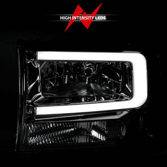 Anzo USA 111550 Crystal Headlight Set; Chorme Housing; Pair; w/Light Bar; - Truck Part Superstore