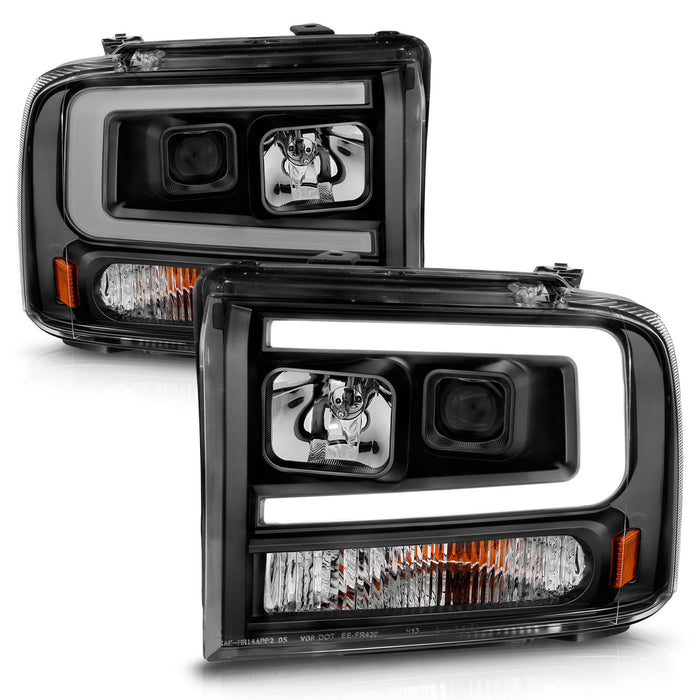Anzo USA 111551 Projector Headlight Set; Black Housing; w/Light Bar; - Truck Part Superstore