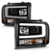 Anzo USA 111551 Projector Headlight Set; Black Housing; w/Light Bar; - Truck Part Superstore