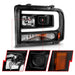 Anzo USA 111551 Projector Headlight Set; Black Housing; w/Light Bar; - Truck Part Superstore