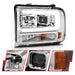 Anzo USA 111552 Projector Headlight Set; Chrome Housing; w/Light Bar; - Truck Part Superstore