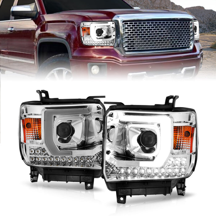 Anzo USA 111553 Projector Headlight Set; w/Plank Style Switchback; Chrome; Pair; - Truck Part Superstore