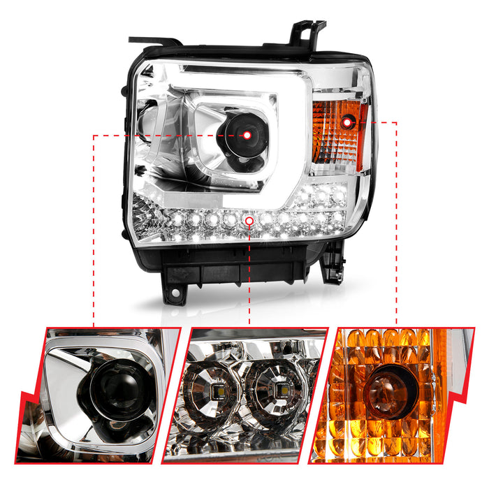 Anzo USA 111553 Projector Headlight Set; w/Plank Style Switchback; Chrome; Pair; - Truck Part Superstore