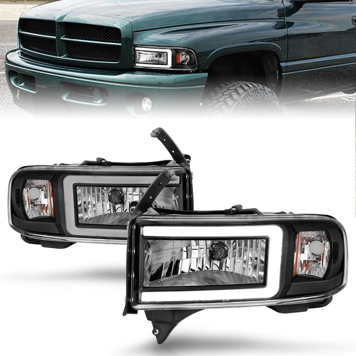 Anzo USA 111554 LED Crystal Headlight; w/Light Bar; Black Housing; Pair; - Truck Part Superstore