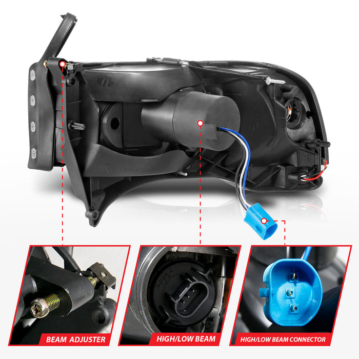 Anzo USA 111554 LED Crystal Headlight; w/Light Bar; Black Housing; Pair; - Truck Part Superstore