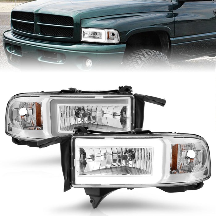 Anzo USA 111555 LED Crystal Headlight; w/Light Bar; Chrome Housing; Pair; - Truck Part Superstore