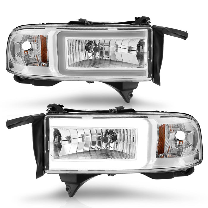 Anzo USA 111555 LED Crystal Headlight; w/Light Bar; Chrome Housing; Pair; - Truck Part Superstore