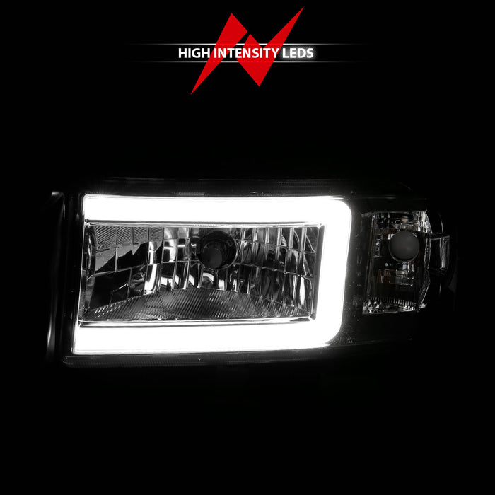 Anzo USA 111555 LED Crystal Headlight; w/Light Bar; Chrome Housing; Pair; - Truck Part Superstore