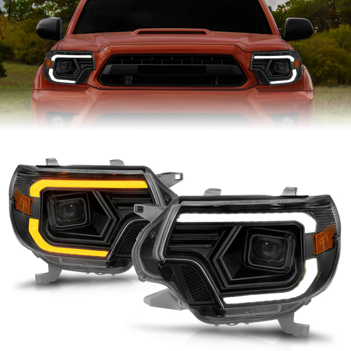 Anzo USA 111556 Projector Headlight Set; w/Light Bar Switchback; Black Housing; - Truck Part Superstore