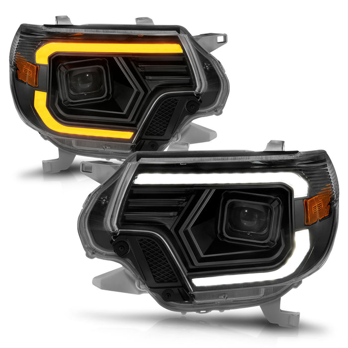 Anzo USA 111556 Projector Headlight Set; w/Light Bar Switchback; Black Housing; - Truck Part Superstore