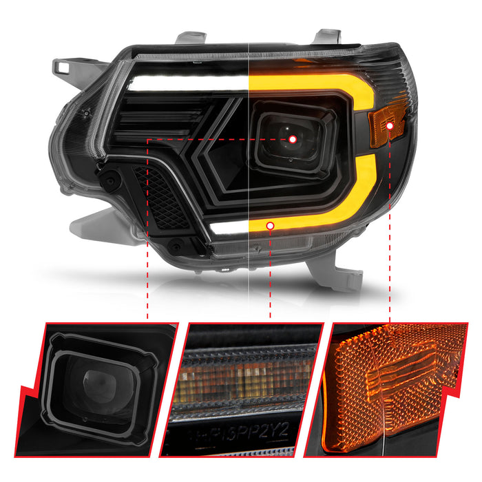 Anzo USA 111556 Projector Headlight Set; w/Light Bar Switchback; Black Housing; - Truck Part Superstore