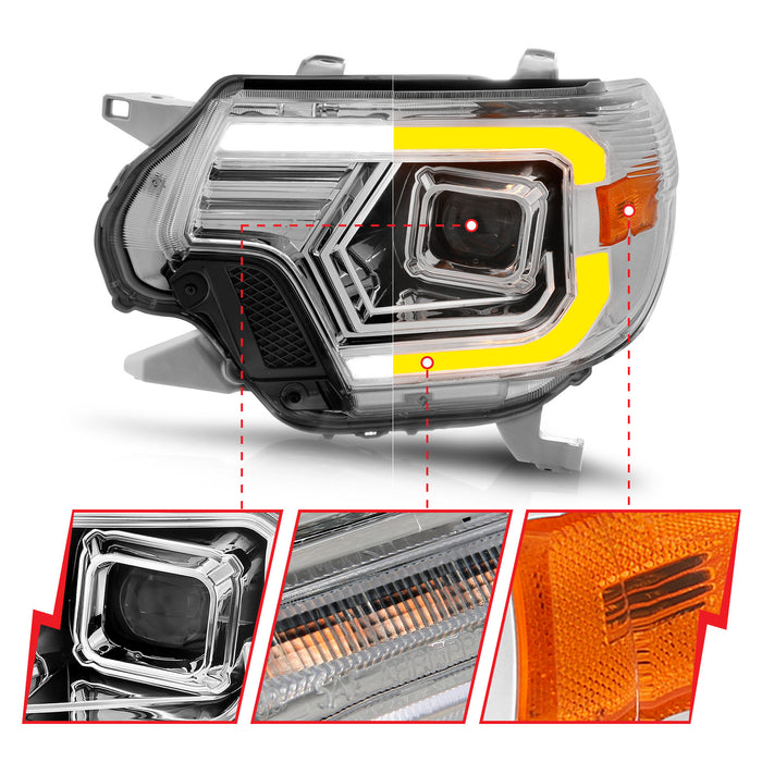 Anzo USA 111557 Projector Headlight Set; w/Light Bar Switchback; Chrome Housing; - Truck Part Superstore