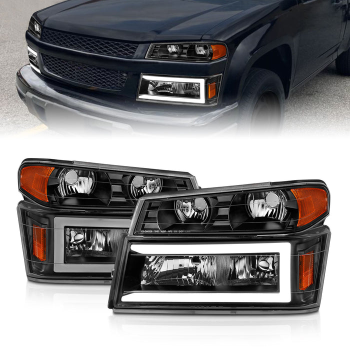 Anzo USA 111558 Crystal Headlight Set; Black Housing; Pair; w/Light Bar; 4 PCS; - Truck Part Superstore