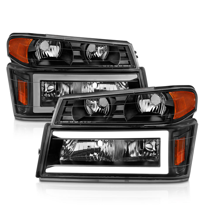 Anzo USA 111558 Crystal Headlight Set; Black Housing; Pair; w/Light Bar; 4 PCS; - Truck Part Superstore