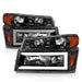 Anzo USA 111558 Crystal Headlight Set; Black Housing; Pair; w/Light Bar; 4 PCS; - Truck Part Superstore