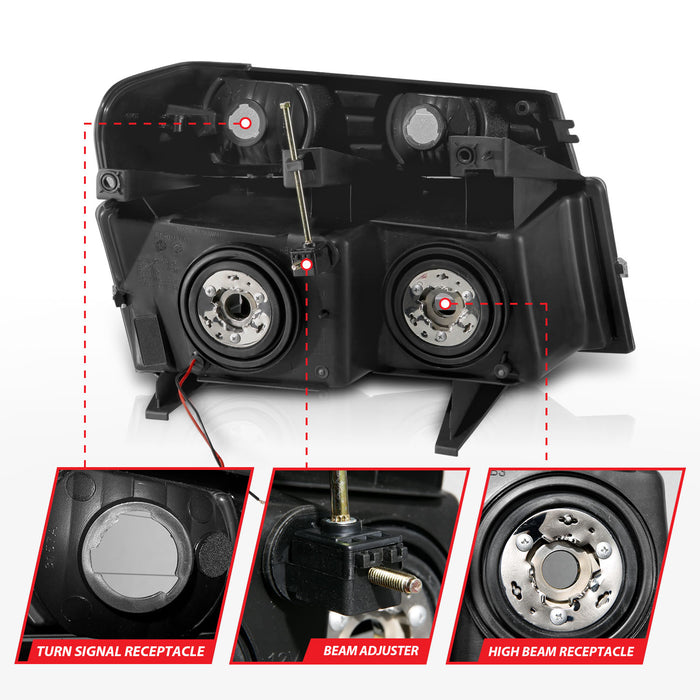 Anzo USA 111558 Crystal Headlight Set; Black Housing; Pair; w/Light Bar; 4 PCS; - Truck Part Superstore
