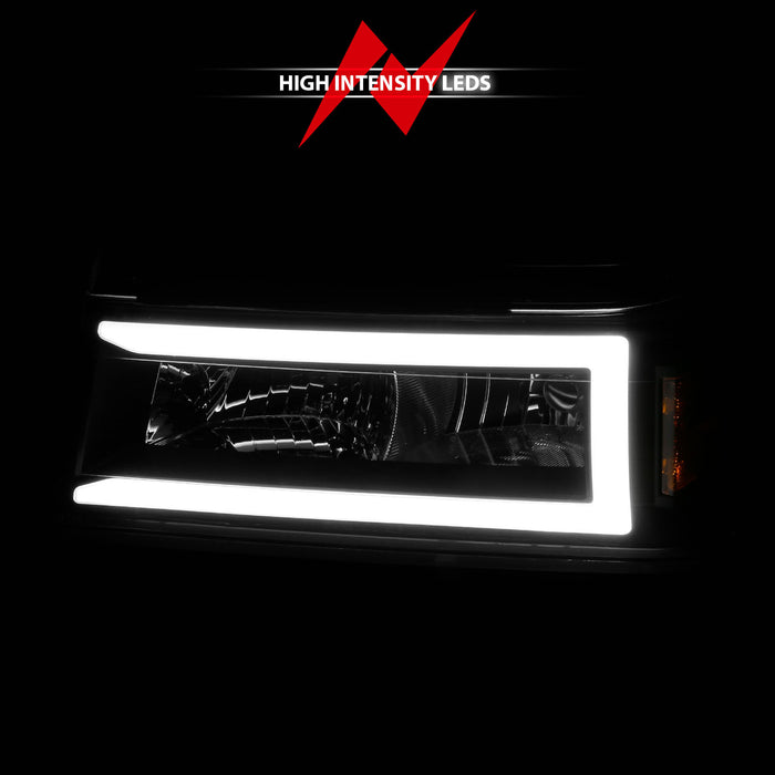 Anzo USA 111558 Crystal Headlight Set; Black Housing; Pair; w/Light Bar; 4 PCS; - Truck Part Superstore