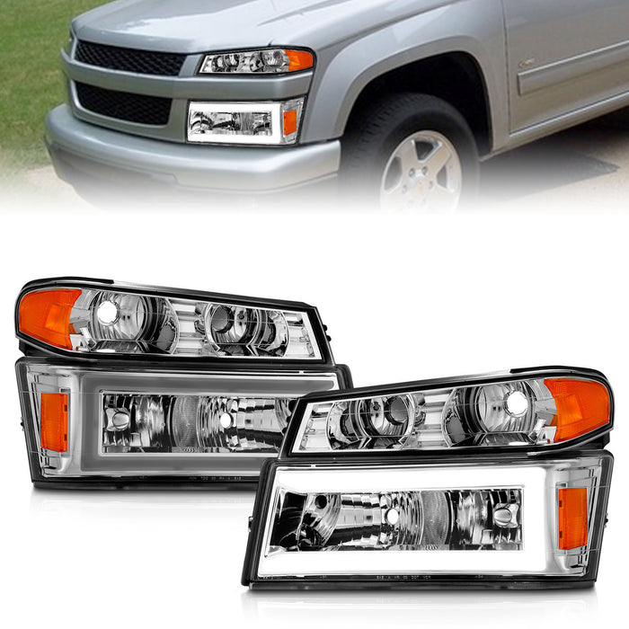 Anzo USA 111559 Crystal Headlight Set; Chrome Housing; Pair; w/Light Bar; Pair; - Truck Part Superstore