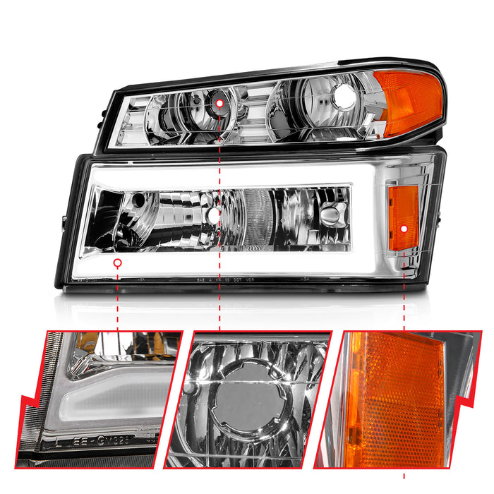 Anzo USA 111559 Crystal Headlight Set; Chrome Housing; Pair; w/Light Bar; Pair; - Truck Part Superstore