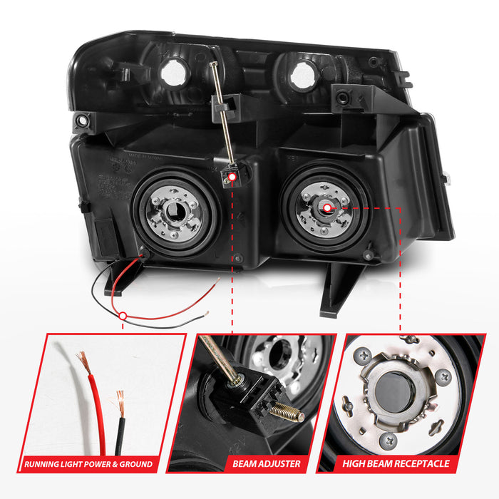 Anzo USA 111559 Crystal Headlight Set; Chrome Housing; Pair; w/Light Bar; Pair; - Truck Part Superstore