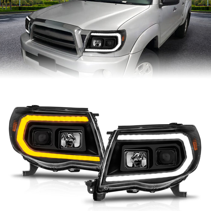 Anzo USA 111564 Projector Headlight Set; w/Sequential Light Bar; Black Housing; - Truck Part Superstore