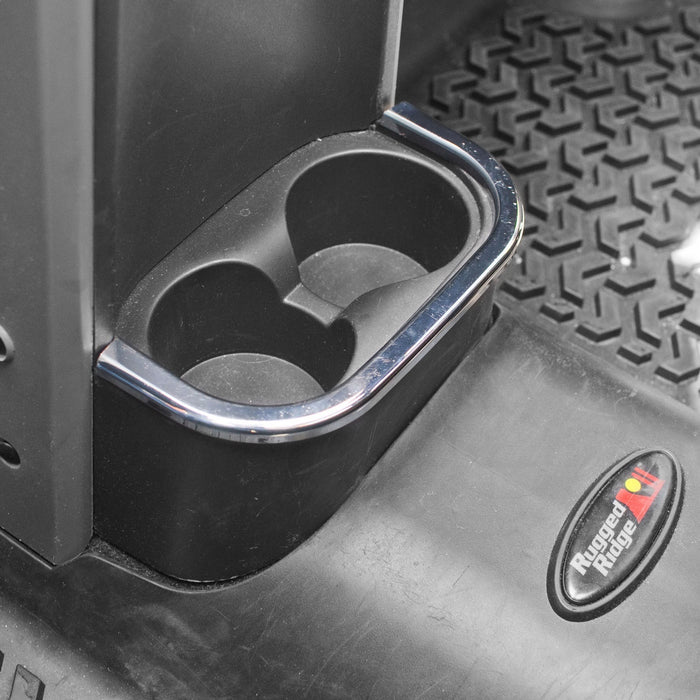 Rugged Ridge 11156.18 Cup Holder Accent; Rear; Chrome; - Truck Part Superstore