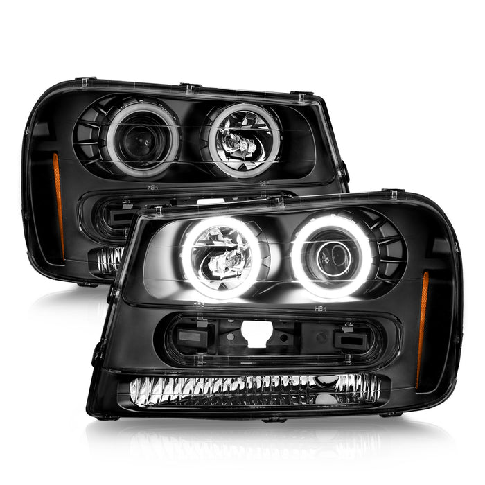 Anzo USA 111572 Projector Headlight Set w/Halo; Black Housing; Pair; - Truck Part Superstore