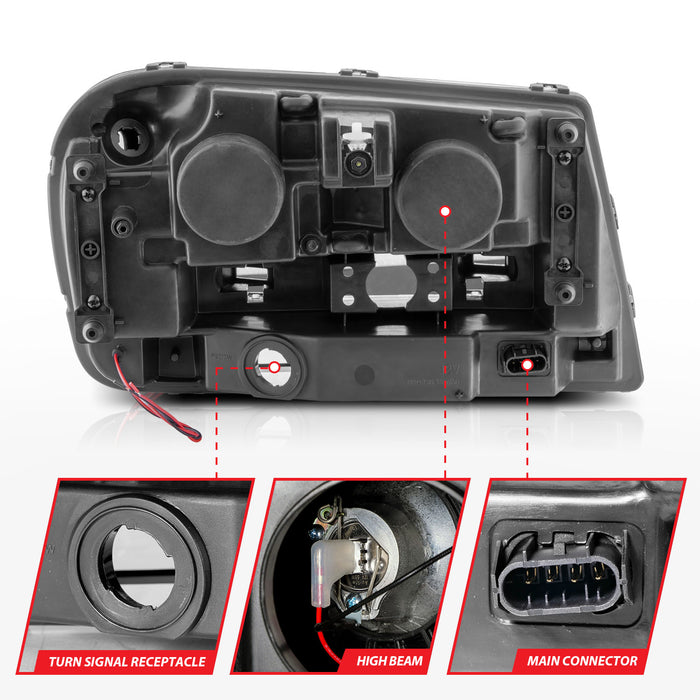 Anzo USA 111572 Projector Headlight Set w/Halo; Black Housing; Pair; - Truck Part Superstore