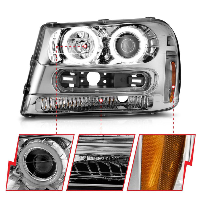 Anzo USA 111573 Projector Headlight Set w/Halo; Clear Lens; Chorme Housing; Pair; - Truck Part Superstore