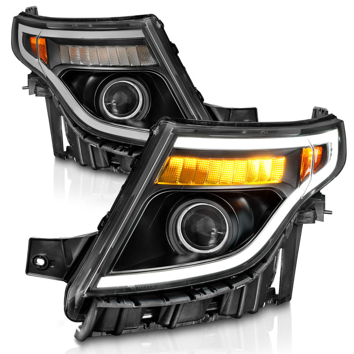 Anzo USA 111575 Projector Headlight Set; Clear Lens; Black Housing; w/Light Bar; Pair; - Truck Part Superstore