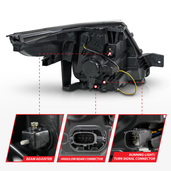 Anzo USA 111575 Projector Headlight Set; Clear Lens; Black Housing; w/Light Bar; Pair; - Truck Part Superstore