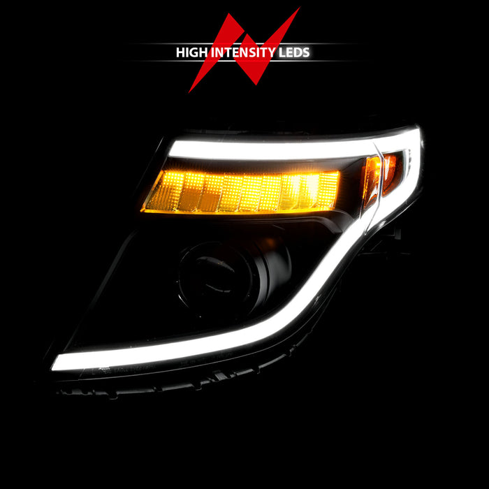 Anzo USA 111575 Projector Headlight Set; Clear Lens; Black Housing; w/Light Bar; Pair; - Truck Part Superstore