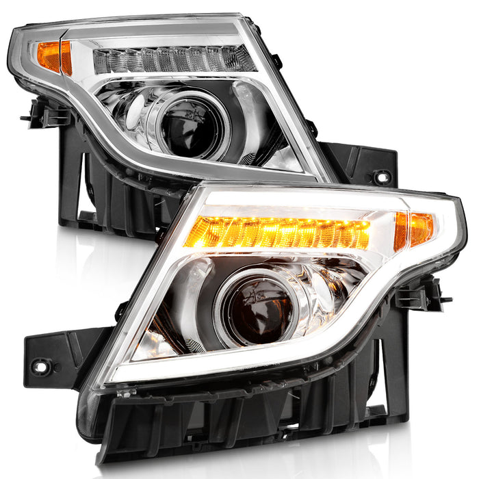Anzo USA 111576 Projector Headlight Set; Clear Lens; Chorme Housing; w/Light Bar; Pair; - Truck Part Superstore