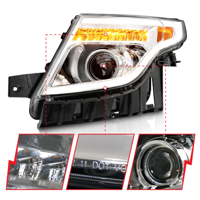 Anzo USA 111576 Projector Headlight Set; Clear Lens; Chorme Housing; w/Light Bar; Pair; - Truck Part Superstore