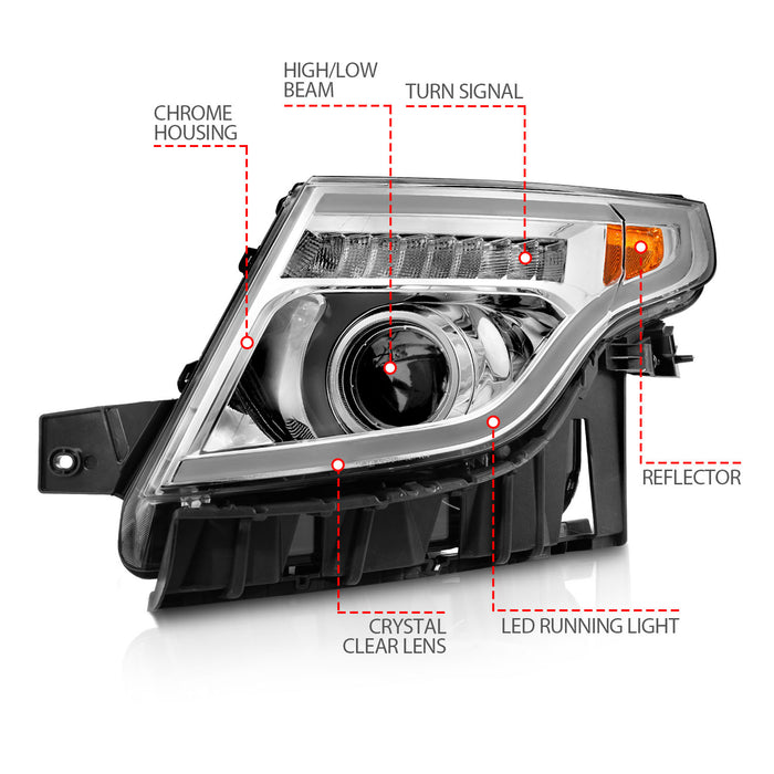 Anzo USA 111576 Projector Headlight Set; Clear Lens; Chorme Housing; w/Light Bar; Pair; - Truck Part Superstore