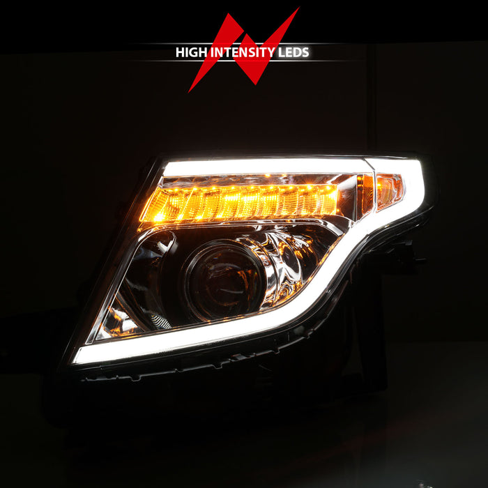 Anzo USA 111576 Projector Headlight Set; Clear Lens; Chorme Housing; w/Light Bar; Pair; - Truck Part Superstore