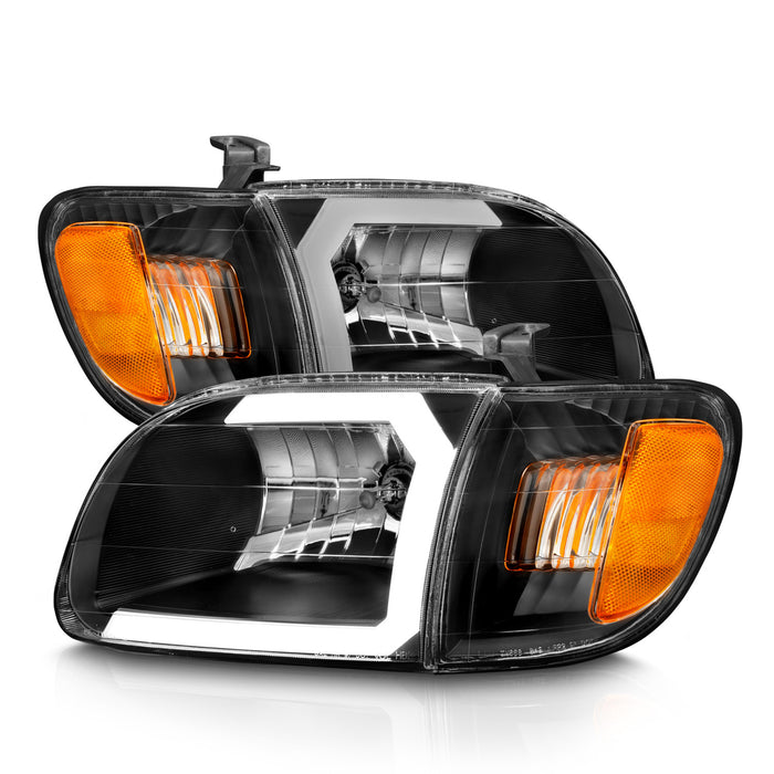 Anzo USA 111579 Crystal Headlight Set; Clear Lens; Black Housing; w/Light Bar; Pair; - Truck Part Superstore