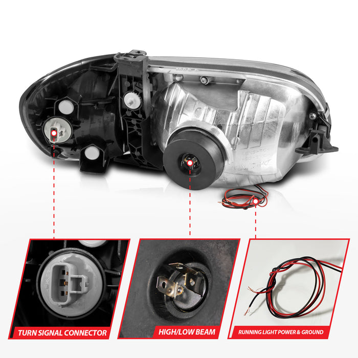 Anzo USA 111579 Crystal Headlight Set; Clear Lens; Black Housing; w/Light Bar; Pair; - Truck Part Superstore