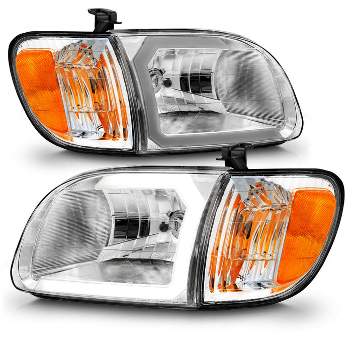 Anzo USA 111580 Crystal Headlight Set; Clear Lens; Chorme Housing; w/Light Bar; Pair; - Truck Part Superstore