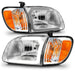 Anzo USA 111580 Crystal Headlight Set; Clear Lens; Chorme Housing; w/Light Bar; Pair; - Truck Part Superstore
