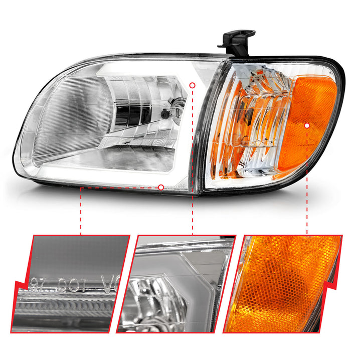 Anzo USA 111580 Crystal Headlight Set; Clear Lens; Chorme Housing; w/Light Bar; Pair; - Truck Part Superstore