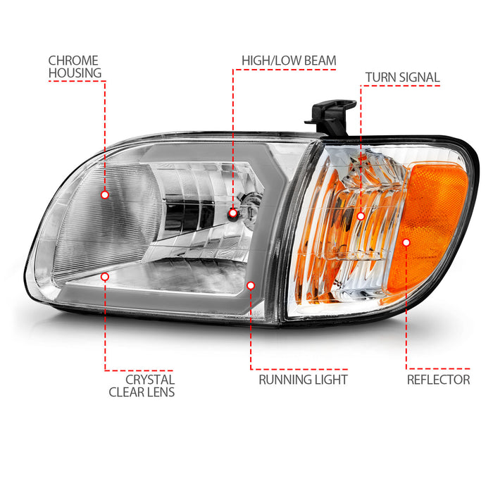 Anzo USA 111580 Crystal Headlight Set; Clear Lens; Chorme Housing; w/Light Bar; Pair; - Truck Part Superstore